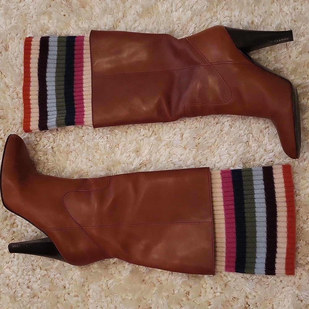 Coach Multicolor Striped Heeled Boots